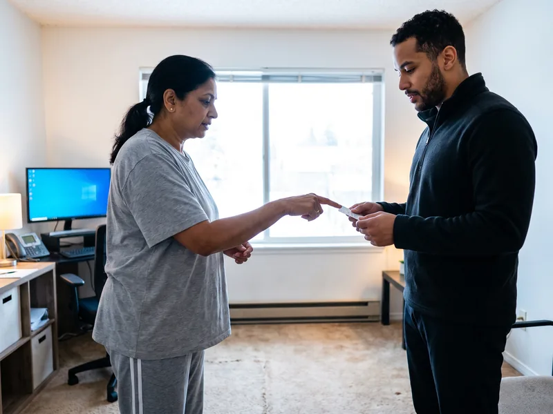 Physical therapist guiding a patient through vestibular and balance testing