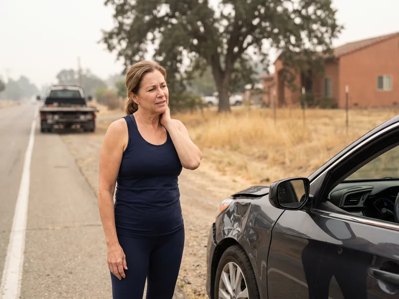 Doctor of Physical Therapy examining a patient's neck after a car accident